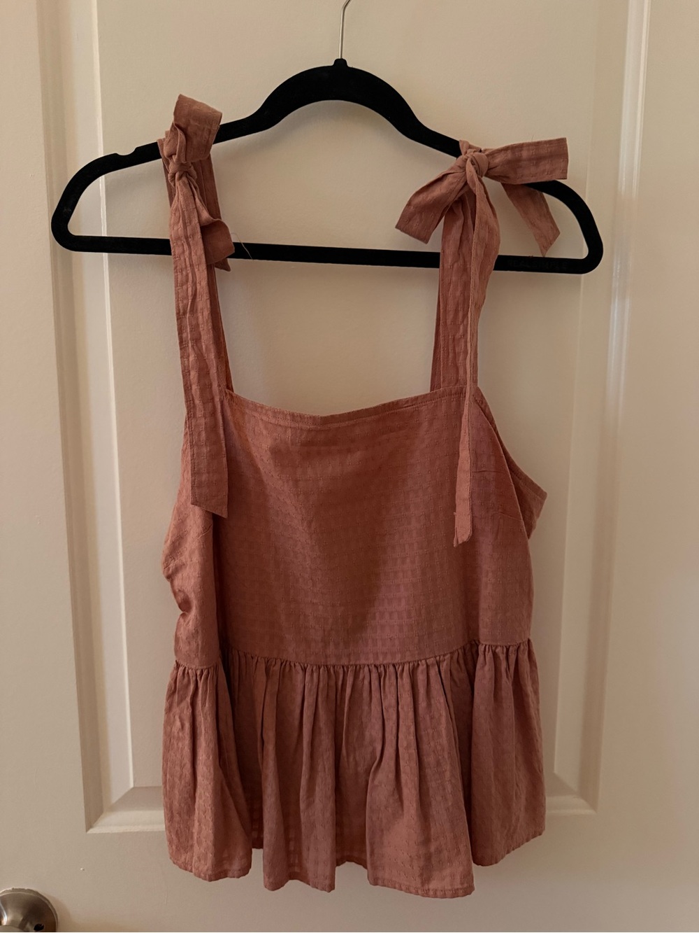 Madewell Mauve Tie-Shoulder Peplum Tank Top
